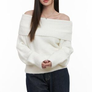 Chic Off-Shoulder White Sweater